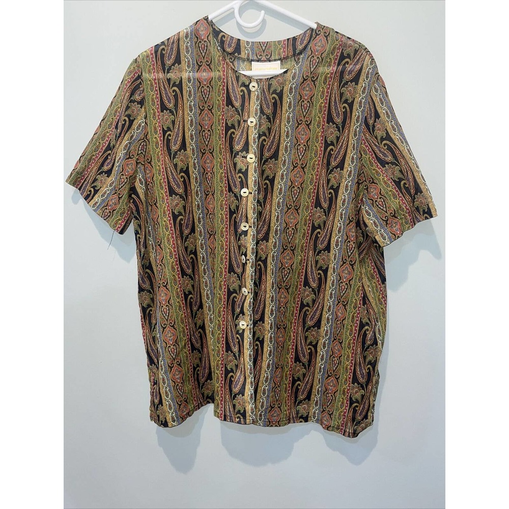 Geiger Collection Austria Womens Sheer Shirt Sz 44 Paisley Print Vintage